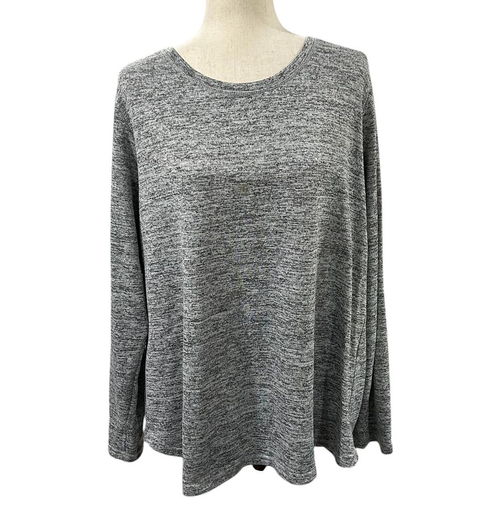 90 Degree by Reflex Open Back Heathered Gray Knit Top Plus Size 2X EUC